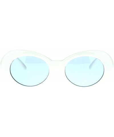 Cat Eye Womens White Plastic Gothic Vintage Cat Eye Mod Color Lens Sunglasses - Blue - CM17AAUOXC0 $7.21