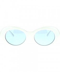 Cat Eye Womens White Plastic Gothic Vintage Cat Eye Mod Color Lens Sunglasses - Blue - CM17AAUOXC0 $7.21