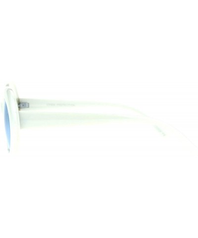 Cat Eye Womens White Plastic Gothic Vintage Cat Eye Mod Color Lens Sunglasses - Blue - CM17AAUOXC0 $7.21