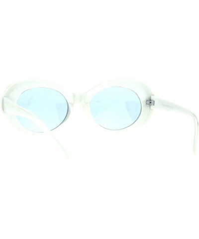 Cat Eye Womens White Plastic Gothic Vintage Cat Eye Mod Color Lens Sunglasses - Blue - CM17AAUOXC0 $7.21