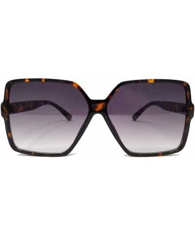 Square Oversize Stylish Square Neutral Colored Flat Lens Sunglasses IL1025 - Tortoise/ Grey - CN18LEIOK8O $11.98