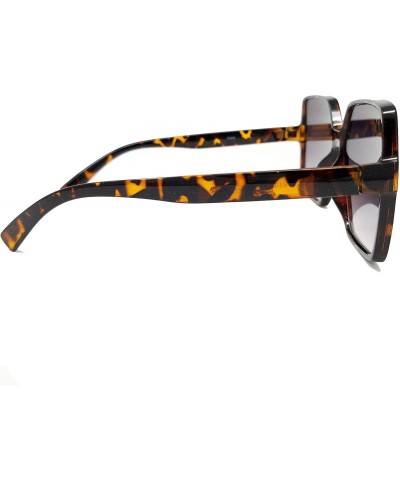 Square Oversize Stylish Square Neutral Colored Flat Lens Sunglasses IL1025 - Tortoise/ Grey - CN18LEIOK8O $11.98