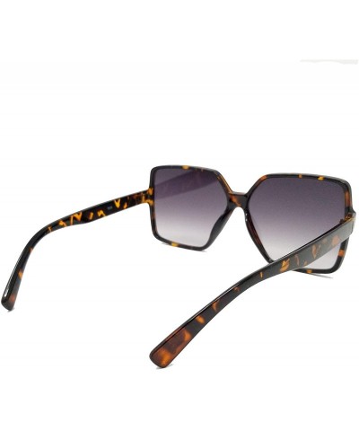 Square Oversize Stylish Square Neutral Colored Flat Lens Sunglasses IL1025 - Tortoise/ Grey - CN18LEIOK8O $11.98