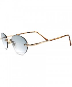 Oval Classic Vintage 60s 70s Mens Womens Rimless Oval Sunglasses - Gold - CA189774YYD $14.04