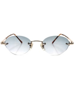 Oval Classic Vintage 60s 70s Mens Womens Rimless Oval Sunglasses - Gold - CA189774YYD $14.04