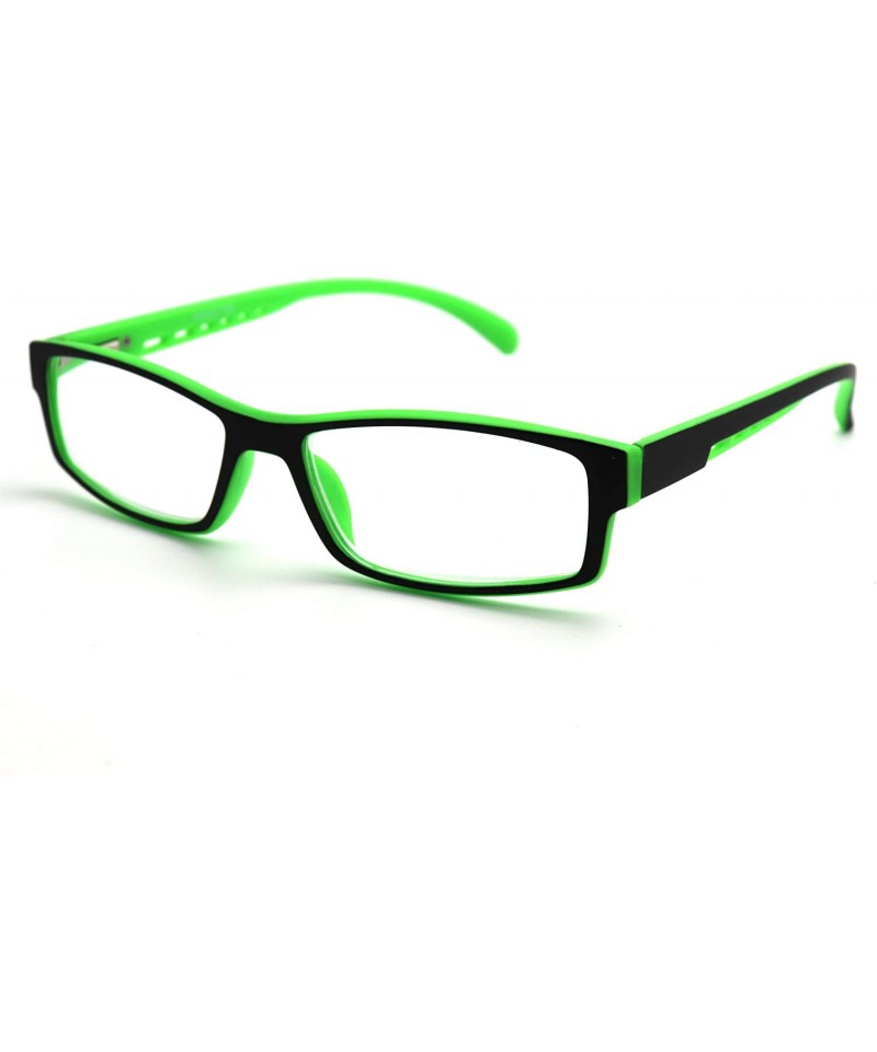 Rectangular Soft Matte Black w/ 2 Tone Reading Glasses Spring Hinge 0.74 Oz - Matte Black Green - CA12C1Y0E19 $19.89