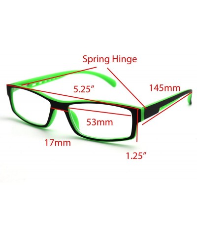 Rectangular Soft Matte Black w/ 2 Tone Reading Glasses Spring Hinge 0.74 Oz - Matte Black Green - CA12C1Y0E19 $19.89