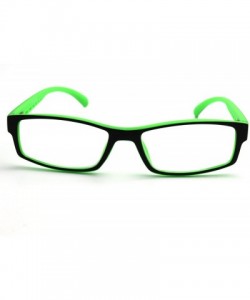 Rectangular Soft Matte Black w/ 2 Tone Reading Glasses Spring Hinge 0.74 Oz - Matte Black Green - CA12C1Y0E19 $19.89