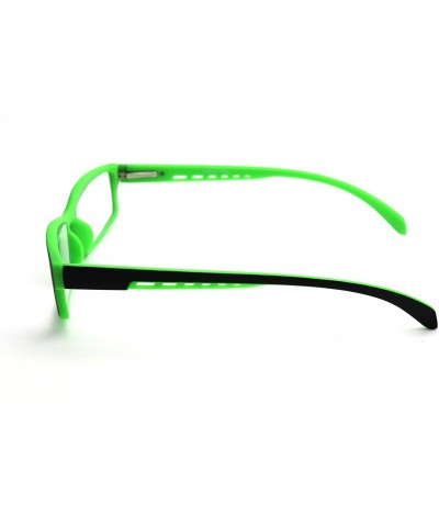 Rectangular Soft Matte Black w/ 2 Tone Reading Glasses Spring Hinge 0.74 Oz - Matte Black Green - CA12C1Y0E19 $19.89