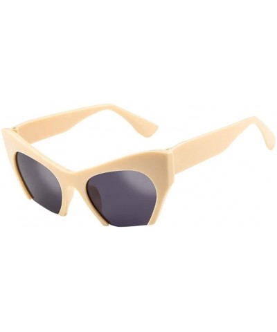 Cat Eye Men Women's Sunglasses-Retro Irregular Frame Cat Eye Rapper Eyewear Sunglasses - E - C618E5L3XLK $17.56