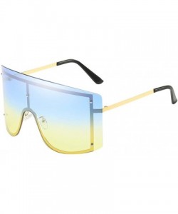 Round UV Protection Sunglasses for Women Men Rimless frame Rectangle Plastic Lens Metal Frame Sunglass - Multicolor - CR19034...