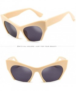 Cat Eye Men Women's Sunglasses-Retro Irregular Frame Cat Eye Rapper Eyewear Sunglasses - E - C618E5L3XLK $7.30