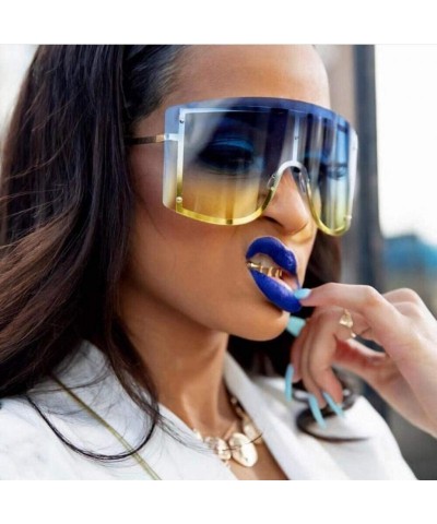 Round UV Protection Sunglasses for Women Men Rimless frame Rectangle Plastic Lens Metal Frame Sunglass - Multicolor - CR19034...