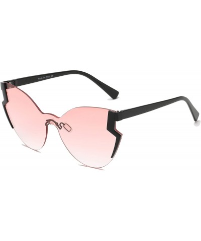 Oversized Half Frame Women Round Cat Eye Oversized Fashion sunglasses - Pink - CI18IOROXI3 $13.16