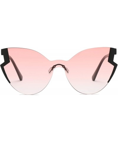 Oversized Half Frame Women Round Cat Eye Oversized Fashion sunglasses - Pink - CI18IOROXI3 $13.16