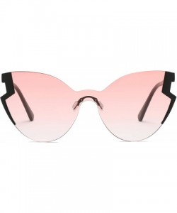 Oversized Half Frame Women Round Cat Eye Oversized Fashion sunglasses - Pink - CI18IOROXI3 $13.16