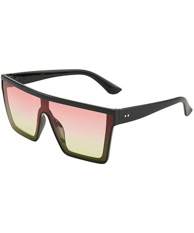 Oversized Women and Men Trendy Big Frame Meter Nail Sunglasses Fashion Siamese Square Sunglasses - Pink - CF198DRA76C $47.31