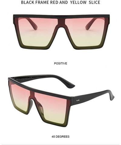 Oversized Women and Men Trendy Big Frame Meter Nail Sunglasses Fashion Siamese Square Sunglasses - Pink - CF198DRA76C $22.82