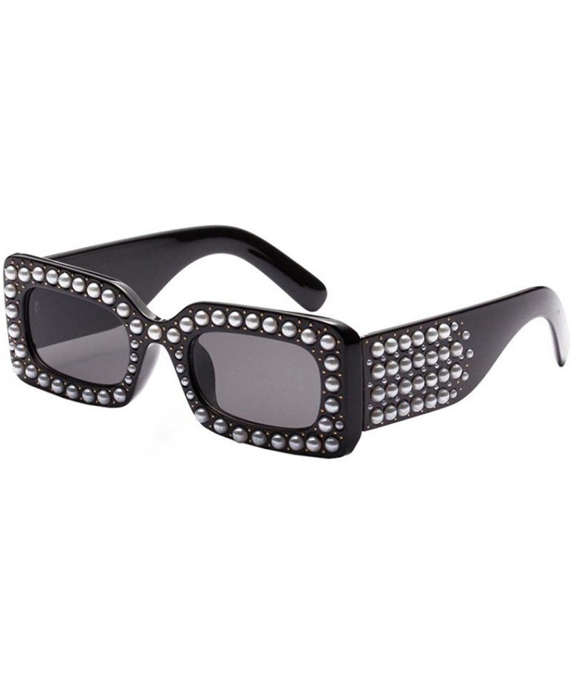 Rimless Womens Sunglasses - Fashion Womens Pearl Square Frame Shades Sun Glasses UV400 Protection - A - C718DTTIEAK $18.48