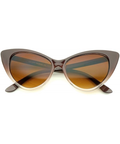 Cat Eye Women's Retro Oversized High Point Cat Eye Sunglasses 54mm - Brown-fade / Amber - CD12NDAOK1X $13.27