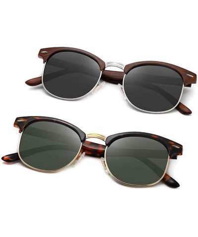 Round Polarized Sunglasses For Women And Men Semi Rimless Frame Retro Brand Sun Glasses AE0369 - CG18A59YZ6X $17.79