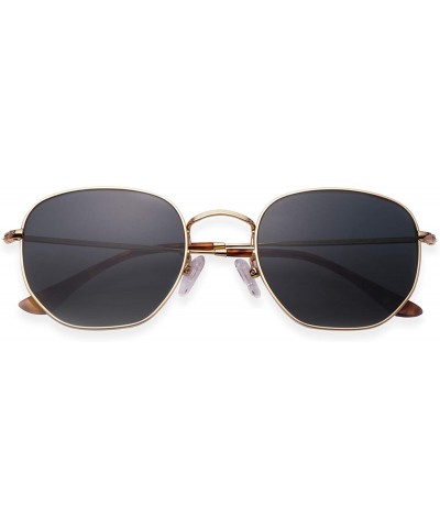 Oversized Hexagonal Crystal Sunglasses Rectangular Polarized - Black Glass Lens/Gold Frame - CR193WK9QC4 $18.99