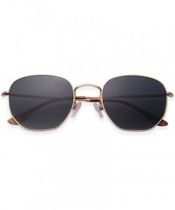 Oversized Hexagonal Crystal Sunglasses Rectangular Polarized - Black Glass Lens/Gold Frame - CR193WK9QC4 $18.99
