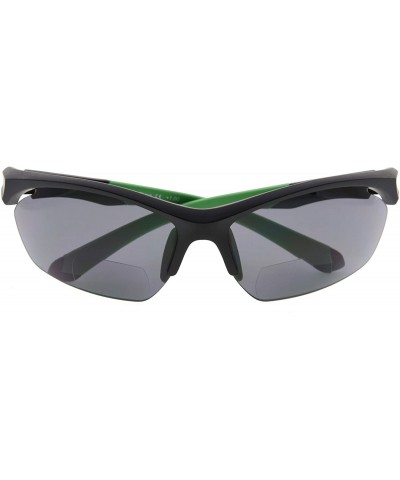 Rimless Retro Mens Womens Sports Half-Rimless Bifocal Sunglasses - Black Frame/Green Arm - CD189X6475U $15.79