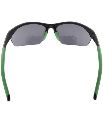 Rimless Retro Mens Womens Sports Half-Rimless Bifocal Sunglasses - Black Frame/Green Arm - CD189X6475U $15.79