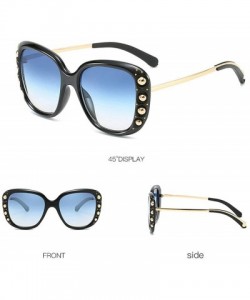 Oversized 2019 new oversized fashion square sunglasses for women designer metal UV400 sun glasses - Black&blue - CN18WTSIEWG ...