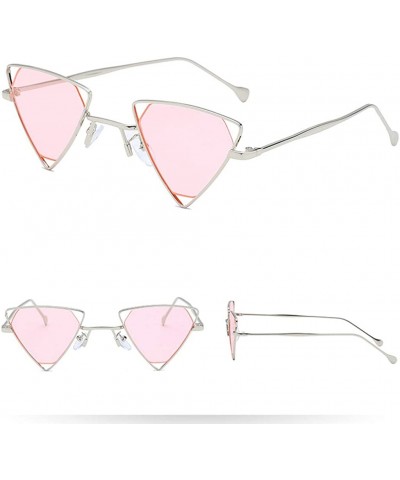 Rectangular Unisex Vintage Inverted Triangle Sunglasses With Retro Hollow Out Metal Frame - Pink - CZ196UNS8AN $8.89