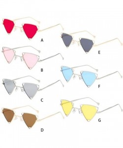 Rectangular Unisex Vintage Inverted Triangle Sunglasses With Retro Hollow Out Metal Frame - Pink - CZ196UNS8AN $8.89