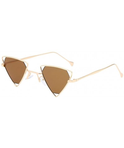 Rectangular Unisex Vintage Inverted Triangle Sunglasses With Retro Hollow Out Metal Frame - Pink - CZ196UNS8AN $8.89