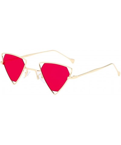 Rectangular Unisex Vintage Inverted Triangle Sunglasses With Retro Hollow Out Metal Frame - Pink - CZ196UNS8AN $8.89