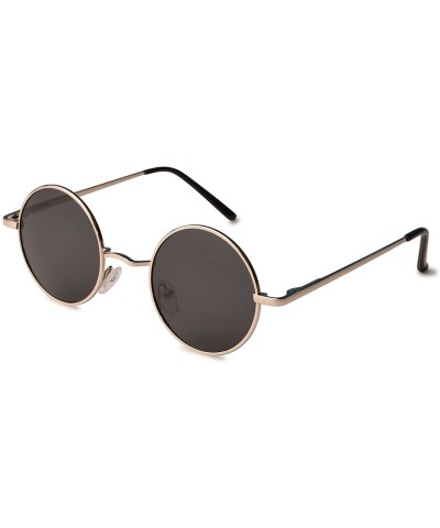 Round John Lennon Retro Round Polarized Hippie Sunglasses Small Circle Steampunk Sun Glasses - Silver Frame/Black Lens - CJ18...