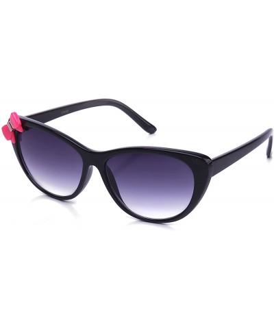 Cat Eye Newbee Fashion Women High Fashion Elegant Cat Eye Sunglasses with Bow - Hot Pink - C711DCO4RNT $11.95