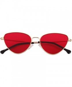 Oversized Womens Cat Eye Mod Metal Glasses Fashion Sunglasses - Gold / Red Lens - CM18557WGW5 $12.12