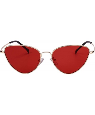 Oversized Womens Cat Eye Mod Metal Glasses Fashion Sunglasses - Gold / Red Lens - CM18557WGW5 $12.12