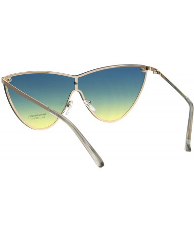 Shield Womens Shield Exposed Edge Chic Large Cateye Sunglasses - Green Yellow - CP18H6RC0KW $9.37