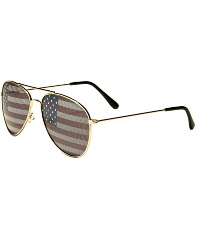 Aviator American Flag USA Classic Teardrop Metal Aviator Sunglasses - Gold - CW11ZXVUQTN $11.05