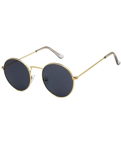 Round Unisex Sunglasses Retro Gold Red Drive Holiday Round Non-Polarized UV400 - Gold Grey - CZ18RLEI5YU $11.71