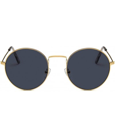 Round Unisex Sunglasses Retro Gold Red Drive Holiday Round Non-Polarized UV400 - Gold Grey - CZ18RLEI5YU $11.71