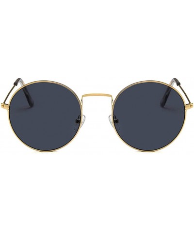 Round Unisex Sunglasses Retro Gold Red Drive Holiday Round Non-Polarized UV400 - Gold Grey - CZ18RLEI5YU $11.71