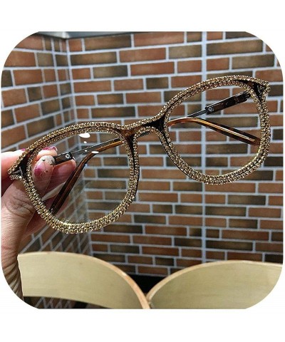 Oversized Gold Rhinestone Cat Eye Sunglasses Women Shades Sun Glasses Men Vintage Metal Clear Eyewear UV400 Sunglass - C61985...