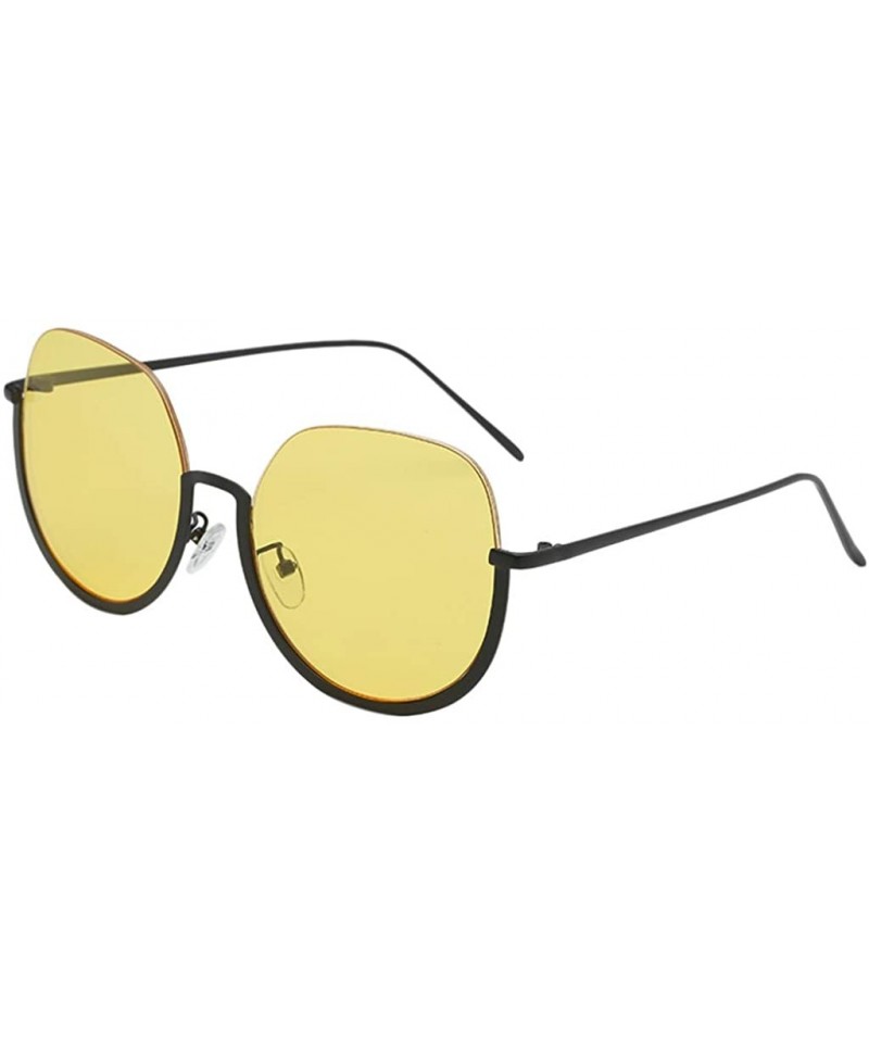 Square Fashion Designer Irregular Shape Sunglasses for Women Flat Mirrored Lens Man Women Glasses Vintage Retro - Yellow - CA...