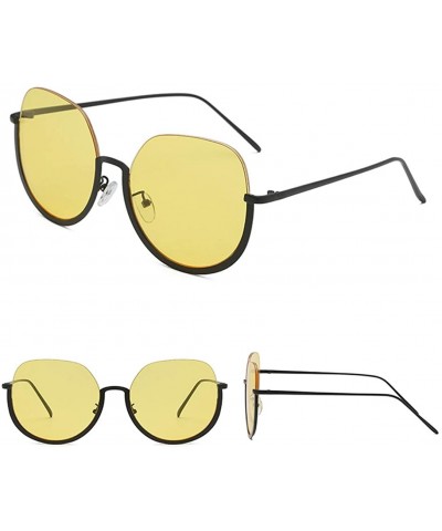 Square Fashion Designer Irregular Shape Sunglasses for Women Flat Mirrored Lens Man Women Glasses Vintage Retro - Yellow - CA...