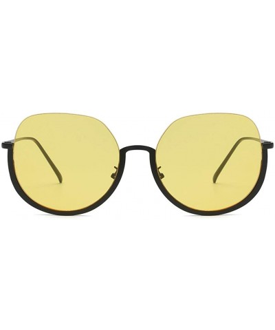 Square Fashion Designer Irregular Shape Sunglasses for Women Flat Mirrored Lens Man Women Glasses Vintage Retro - Yellow - CA...