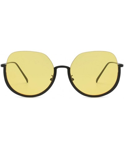 Square Fashion Designer Irregular Shape Sunglasses for Women Flat Mirrored Lens Man Women Glasses Vintage Retro - Yellow - CA...