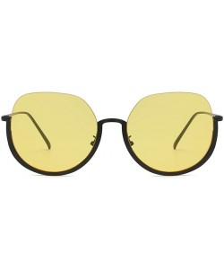 Square Fashion Designer Irregular Shape Sunglasses for Women Flat Mirrored Lens Man Women Glasses Vintage Retro - Yellow - CA...