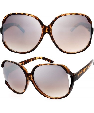 Wrap New Women's Vintage Style Jackie O Huge Frame Ocean Colored Lens Sunglasses - 13-demi Amber - CY18EQ5KOMD $10.11